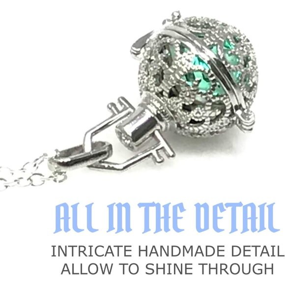 Steampunk Fire Necklace Glow Locket Pendant Jewelry Gift for Women - Picture 2 of 6